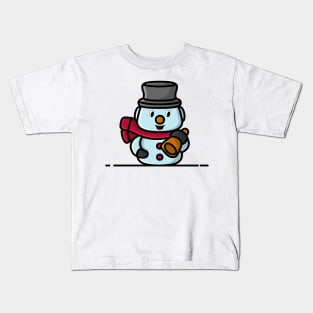 Snowman with hat and scarf cartoon character vector icon illustration. Kids T-Shirt